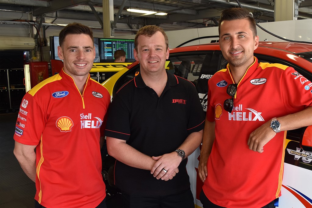 Biante's William Hall with DJR Team Penske drivers Scott Pye and Fabian Coulthard at the Clipsal 500